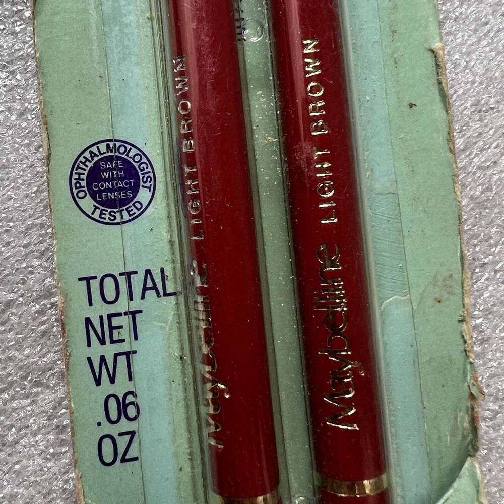 Vintage 80s MAYBELLINE TWIN PACK BROW AND EYE LINER PENCIL Light BROWN NEW - Picture 3 of 5